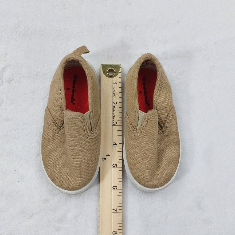 GARANIMALS TODDLER BOYS TAN BROWN NEUTRAL SLIDE ON SLIP ON CANVAS SHOES SIZE 6 - Picture 10 of 10